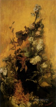  Rose Pintura - stilleben mit rosen flor Hans Makart